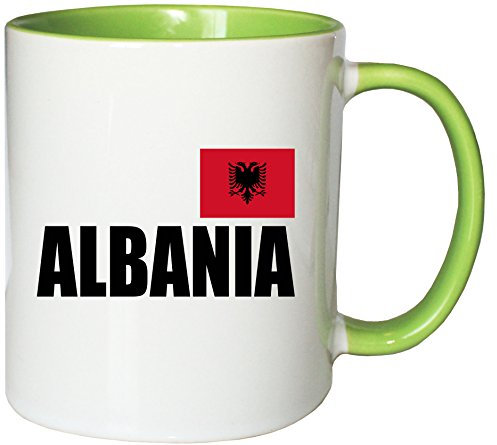 Mister Merchandise Kaffeetasse Albania Fahne Flag Teetasse Becher, Farbe: Weiß-Grün