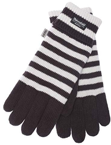 EEM Strick Handschuhe SANKT PAULI mit Thinsulate Thermofutter aus Polyester, Strickmaterial aus 100% Baumwolle, Fußball; braun-weiß, M