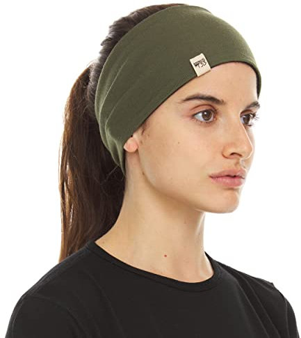 Minus33 Merinowolle Bekleidung Mittelgewicht Wolle Wende-Stirnband Waldgrün-Desert Sand Einheitsgröße