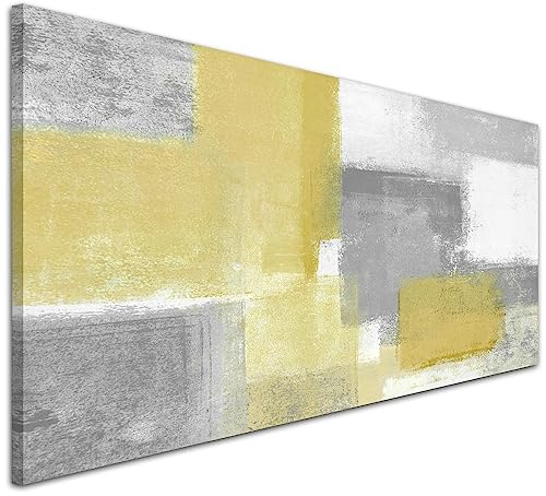 Wallfillers Mustard Yellow Grey Living Room Canvas Pictures | Accessories