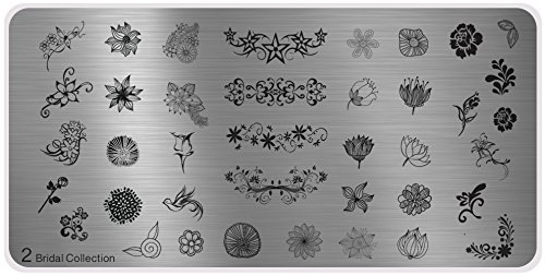 MoYou's XL Bridal Plates Collection 2 Stempelplatte für Nagelstamping, Brautschmuck, schöne Blumendesigns