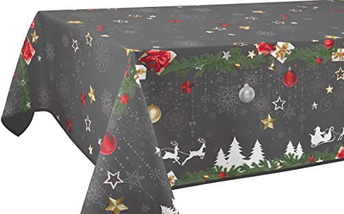 Tischdecke Fleckabweisende Weihnachten Grau - Rechteckig 150 x 350 cm