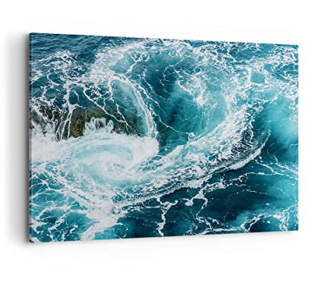 ARTTOR Wandbilder Dekoration Wohnzimmer Wasser Stein Welle Bilder auf Leinwand 120x80cm Leinwandbild Schlafzimmer Küche Deko Wand Kunstdruck Art Groß XXL Wanddeko Bild Wall Decor Canvas AA120x80-3968