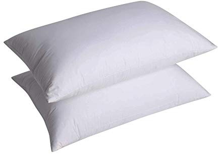 Night Comfort Deluxe Hotel Essential Pillow for Firm Support - Polycotton Cover Filled with Fluffy Hollowfibre Down Alternative Side Sleepers Bed Pillows for Neck Pain Relief, Pack fo 2