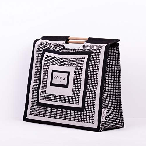coopz Filztasche Shopper Handmade Holzgriffe 44x19x34 cm Handmade, Farbe:schwarz
