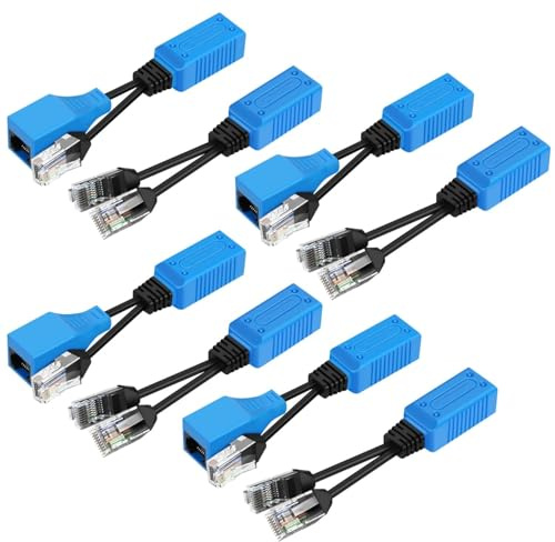 TNP RJ45 Ethernet Cable Combiner/Splitter Kit (4 Pair), 2 Male to 1 Female & 1 Male 1 Female to 1 Female POE Data Adapter LAN Ethernet Network Extender Y Splitter Cat5e Cat6 Cable for Surveillance