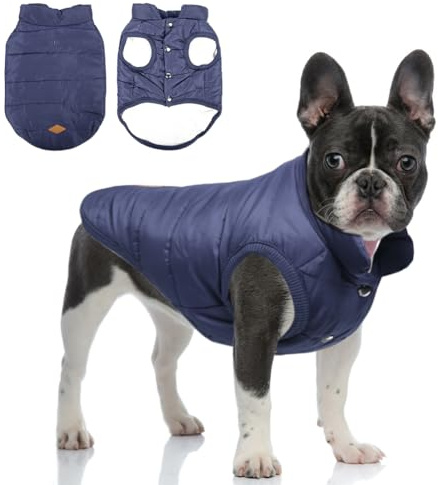 meioro Hund Warme Jacke Hundebekleidung Dog Gemütliche Jacke Winter Gefüttert Mantel Hund Katze Kleidung Warme Französisch Bulldog Mops Hund Kleidung Weste