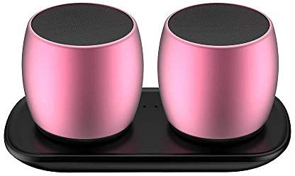 LFGHSEW USB Computer Speakers, Portable Wireless Speaker Vero Tascabile Altoparlanti Musica Sound Box TWS BT4.2 for Notebook Laptop PC, Compact with (Color : Rose Gold)