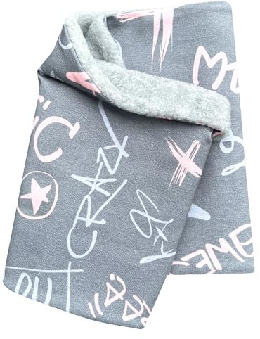 Wollhuhn Mädchen/Damen/Jungen Warmer Schlupfschal/Halstuch Innen Fleece Gefüttert Viele Motive Winter Übergangszeiten (Cool Music Grau/Rosa)
