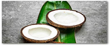 Tulup Impression sur Verre 125x50 cm Image Tableau Photo décorative panoramique pour la Cuisine et Le Salon - Nourriture et Boissons - Moitiés De Noix De Coco - Vert