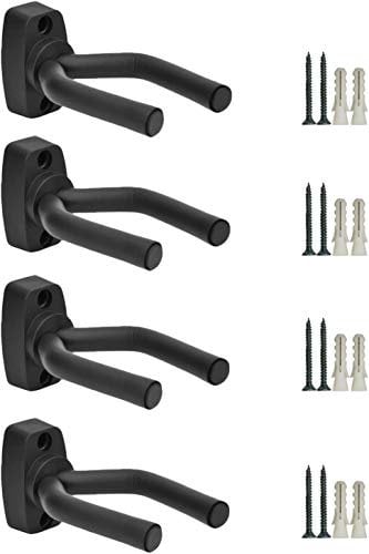 TESSLOVE Wandhalterung Haken für Gitarren, Violine, Bässe, Mandolinen, Erhu oder Baseballschläger (4 Stück, schwarz)