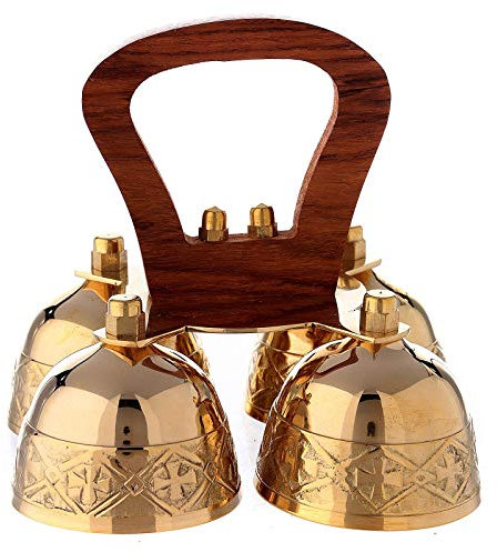 Holyart Campanello liturgico 4 Suoni Manico Legno Ottone
