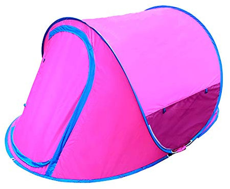 WIEJDEOOL Pop Up Tenda da Spiaggia Tenda da Sole Cabana,Automatico Anti UV Tende da Campeggio Spiaggia Istantanea,Installazione Facile Portatile Esterno Tenda da Campeggio 2-3 Persone Rosa