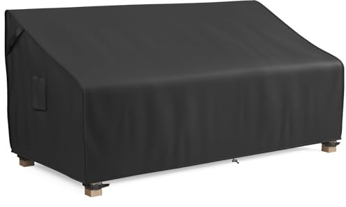MR. COVER 3-Sitzer-Outdoor-Couchbezug wasserdicht, 203 cm Terrassenmöbelbezug für Sofa, strapazierfähiges 600D Polyester und doppelt genähte Nähte, klassisches Schwarz