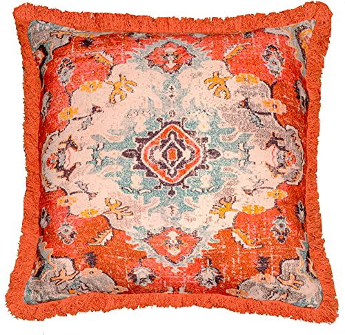 Mandala Life ART Meditationskissenbezug - 65 cm mit Fransen - Quadratisch bedruckter Boho Chic Bodenkissenbezug aus Baumwolle