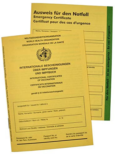 orgaexpert Internationaler Impfpass + Notfallpass im Set Impfausweis/Impfbuch/Impfbescheinigung 28Seiten Deutsch/Englisch/Französisch