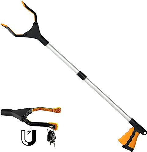 Tosucs Pinza Prensile Pieghevole 82cm con Magnetiche,Raccoglitore di Immondizia,Pinza Morsetto in Gomma per Giardino, Parco, casa, Hotel, Mercato, Punto panoramico, ECC.(Arancia)