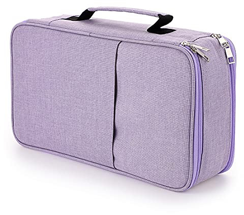 BSTKEY Pencil Case Wrap for Colored Pencils, Large Capacity 360 Slots Pencil Holder with Double Zipper Students School Office Pencil Pouch, Purple (No Pencils)