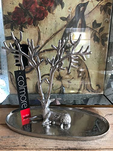 Colmore Schale Dekoschale Tablett mit Hirsch mit Geweih Alu/Nickel 37x14 x32 cm