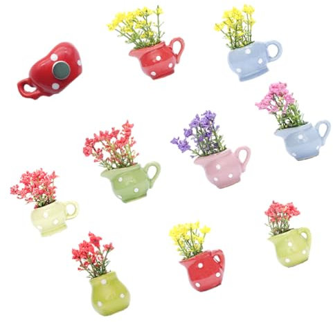 10 Stücke Künstliche Pflanzen Kühlschrank Magnete Nette Dekorative Mini Keramik Glas Vase Whiteboard Map Kühlschrank Aufkleber Kühlschrank für Küchenbüro Schließfach Dekore