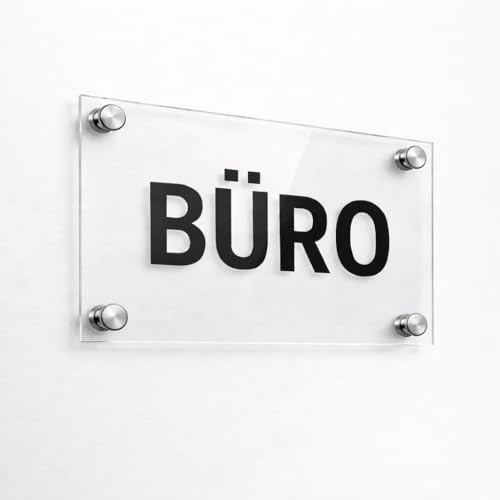 EH Design Türschild Büro 10 x 17 cm Stärke 3 mm Silber | Acrylglas mit klarer Abdeckung, Einleger selbst wechselbar, für Praxis, Kanzlei & Firmenschild, wetterfest, Made in Germany