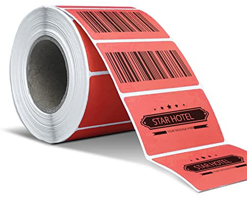 rote Thermoetiketten flach 1,25x2,25 Zoll Hotlabel Thermodirekt-Etiketten, Quadratisches Etiketten für Thermo-Etikettendrucker Barcode Versand Desktop Drucker Aufkleber-1 Rolle,800 Etiketten (Rot)