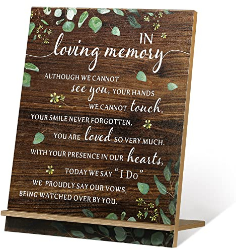Chunful Gedenktischschild für Hochzeit, Acryl-Holz, Hochzeitsschilder, Trauergeschenk in liebevoller Erinnerung, Hochzeitsschild, Hochzeitsschild für Hochzeitsgeschenk, Jubiläen, Treffen (Grün)