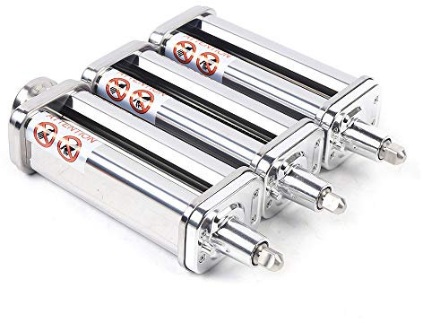 Aid Nudelvorsatz für Kitchen, Nudelroller Edelstahl Nudelmaschine Flockige/Grobe/Dünne Nudeln, Schneider zum Spaghetti Pasta Aufsatz (3 Formen - Set)