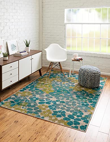 Rugs.com Azalea Collection Rug – 2' x 3' Blue Medium Rug Perfect for Entryways, Kitchens, Breakfast Nooks, Accent Pieces