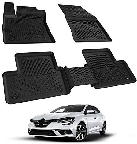 Auto Fußmatten Kompatibel mit Renault Megane IV Limo 2016-2024 Geruchlos 4.5D Passform Allwetter Automatten 5 TLG | Antirutschmatte Hoher Rand Gummimatten Schwarz Fussmatten Vorne Hinten Autoteppich