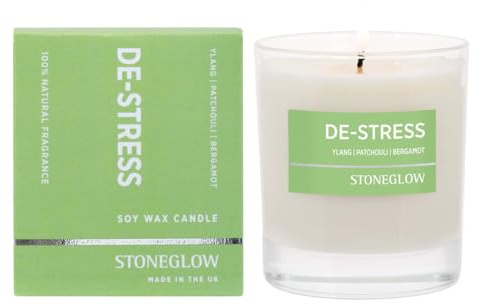 Stoneglow Wellbeing Collection De-Stress Duftkerze, 220 g, Ylang, Patchouli, Bergamotte (Grün)
