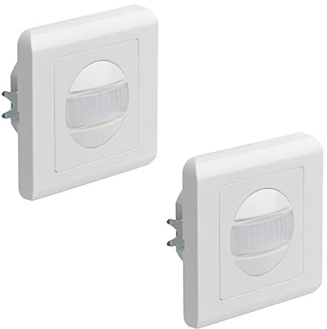 Oktaplex ELA Juego de 2 detectores de Movimiento empotrables Sensor de Infrarrojos 160° Alcance 9m 230V Caja de Pared de cavidades Blanco con Sensor crepuscular