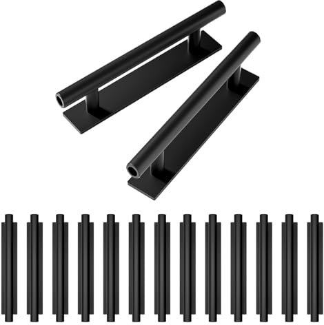 kwa heri Self-Stick Push Pull Helper Black Hidden Cabinet Handles ABS Plastic Door Window Wardrobe Instant Cabinet Drawer Furniture Handles (Black, Pack, 15)