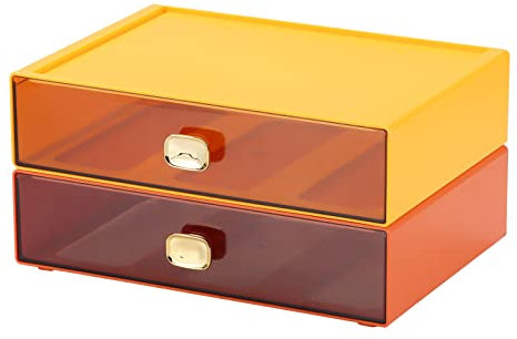 OSteed Office Desk Organiser Drawers, Stackable Desktop Storage Drawer, Plastic A4 Drawer Organiser, Stationery Storage Unit, Letter Box, Countertop Tabletop Toiletry Storage Drawers, 2 Large OG&YE