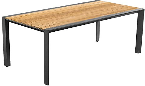 Lomadox TerrassentischTisch Gartentisch in Holz-Optik mit Aluminium Gestell, B/H/T: ca. 200/74/100 cm