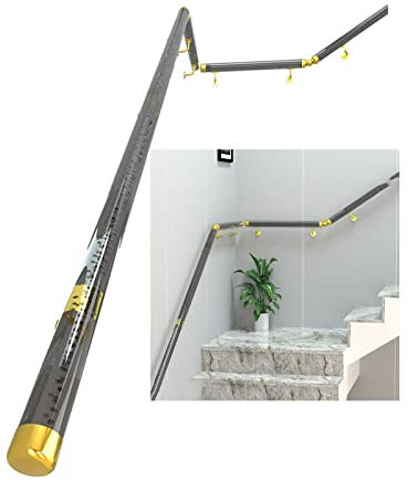 zklaseot Handläufe für Treppen, Handlauf-Komplett-Kit Treppenhandel Indoor Outdoor Treppengeländer for Die Mauer Ältere Kinder Treppen Veranda Deck Handschiene (Farbe : Schwarz, Größe : 100cm)
