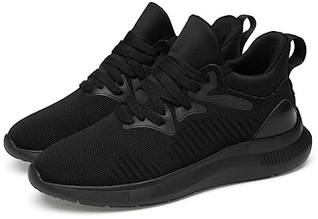TUMAHE Männer Unsichtbare Höhe Zunehmende Aufzug Schuhe, Leichte Atmungsaktive Sportliche Turnschuhe rutschfeste 2,14 Zoll Höhere Walking Trainer,8cm Black,44 EU