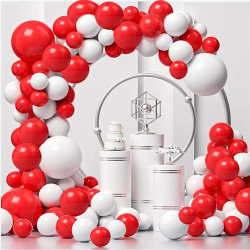 127-teiliges rot-weißes Ballon-Bogen-Girlanden-Set, 45,7 cm, 30,7 cm, rot und weiß, Latexballon, Party-Dekorationsset für Weihnachten, Valentinstag, Babyparty, Hochzeit, Jahrestag (rot weiß)