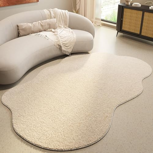 BBAUER Unregelmäßig Geformter Teppich - Moderner Geometrischer Wohnzimmerteppich in Weiß für Esszimmer, Schlafzimmer und Arbeitszimmer - Heimdekoration