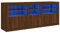 vidaXL Sideboard, Kommode mit viel Stauraum, Highboard Schrank mit LED-Leuchten, Anrichte Beistellschrank Standschrank, Modern, Braun Eichen-Optik