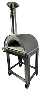 Forno pizza ibrido a gas e legna - 2 pizze - con carrello da esterno, uso tradizionale a legna o con bruciatore a gas - pietra refrattaria, 500 gradi, Made in Italy (con bruciare e valvola GPL)