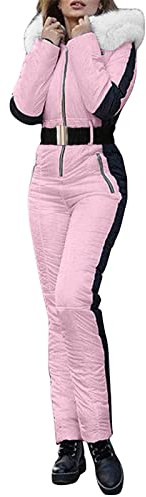 Generico Traje de nieve para mujer completo para lluvia de invierno para mujer impermeable con cuello desmontable Conjunto de esquí con cremallera para deportes al aire libre