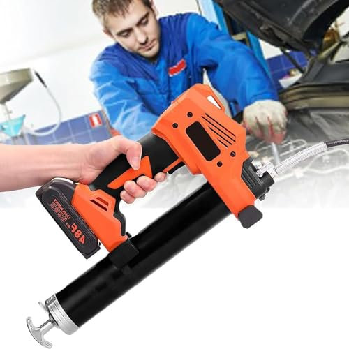 DPLXFPP Grease Machine High Pressure Lubricating Oil Refueling Tool, Cordless Electric Grease Gun - Battery Powered Greaser, 20v 10000psi Excavator Greaser for Agricultural Machinery, Ships,1Battery