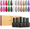 ROSALIND Smalti Semipermanenti per Unghie Glitterato, 12 Colori Rosa Rosso Verde Nero Oro Viola Glitter Smalto Per Unghie Soak Off UV/LED Gel Polish Nail Art Manicure