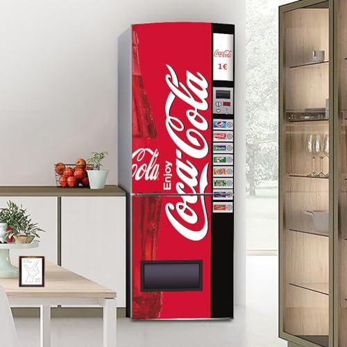 Stickers autocollants pour frigo, autocollant de réfrigérateur couvrant entièrement la porte du muraux pour décalcomanie de cuisine, machine de vente de boissons froides rouge