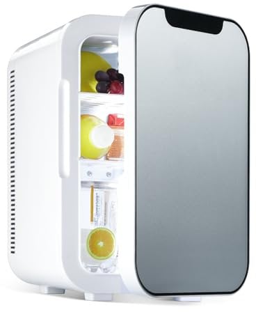 E-SMARTER 15L Mini Fridge for Bedrooms, Small Fridge with Dual Compartments & Dual Modes, 220-240V/ 12V Power Silent Drinks Fridge with Efficient Heating & Cooling, Beauty Fridge for Home, Cars