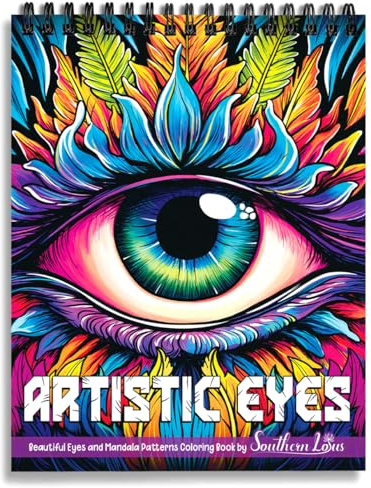 Southern Lotus Artistic Eyes Spiral-Malbuch für Erwachsene, Frauen, Teenager, zum Entspannen, Stressabbau