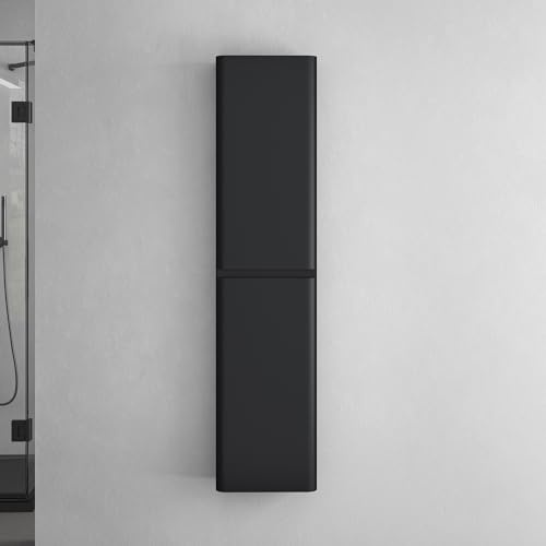 doporro Seitenschrank Badschrank Schmal Hochschrank Badezimmer Hängend Regal BxTxH ca: 35x20x150cm in matt schwarz Lucca