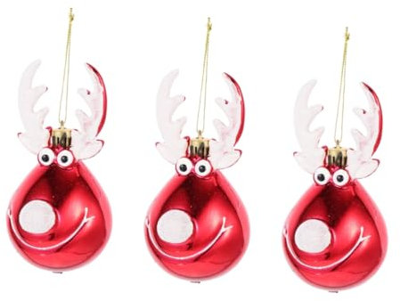 Garneck 6 STK Weihnachtsglocken Weihnachts-Rentier-Kugeln Elch zum Aufhängen Christbaum anhänger christbaumanhänger schmücken Baum hängende Ornamente Weihnachtsbaumschmuck rot