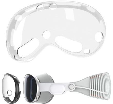 IUSOT Schutzgehäuse Kompatibel für Apple Vision Pro, Zubehör mit Staubdichter Objektivabdeckung, TPU -Schutzabdeckung Kompatibel Weiche für Apple V-ision Pro VR 2024 Zubehör (Transparent)